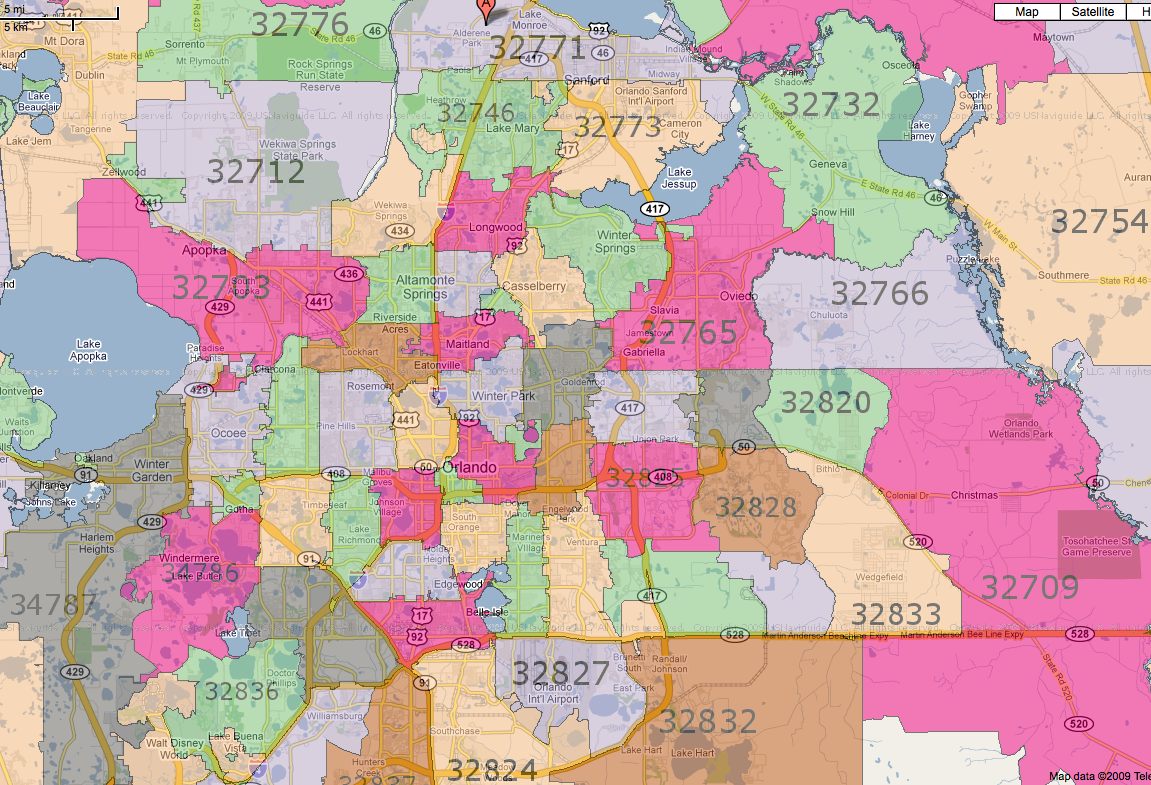 Zip Code Map Orlando